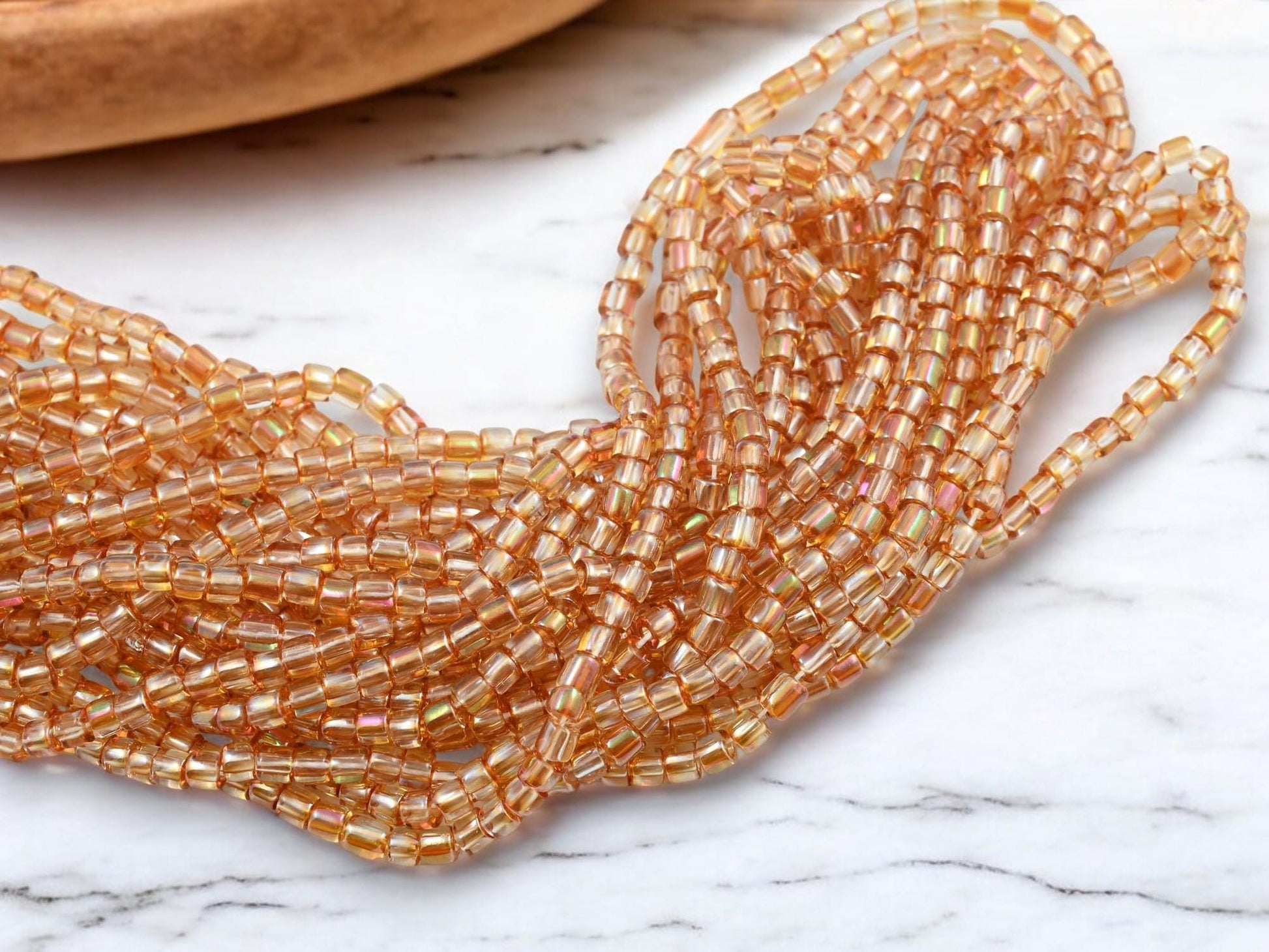 Czech Glass Beads - Seed Beads - Aged Picasso Beads - Bugle Beads - Aged Picasso Beads - 4mm - 20" Strand - (2468)