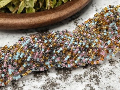 Seed Beads - Aged Picasso Beads - Czech Glass Beads - Size 5 Seed Beads - 5/0 - 21" Strand - (B998)