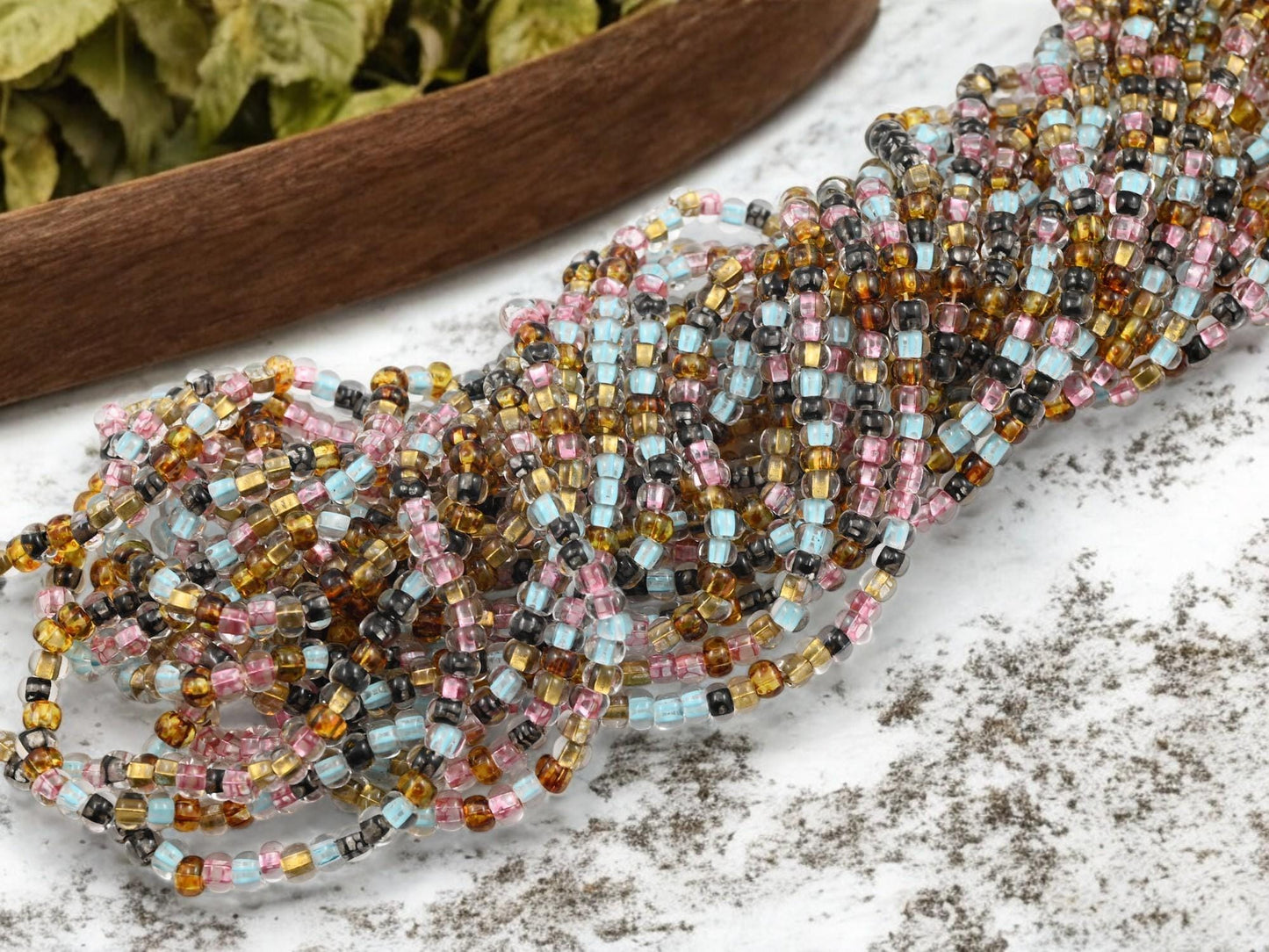 Seed Beads - Aged Picasso Beads - Czech Glass Beads - Size 5 Seed Beads - 5/0 - 21" Strand - (B998)