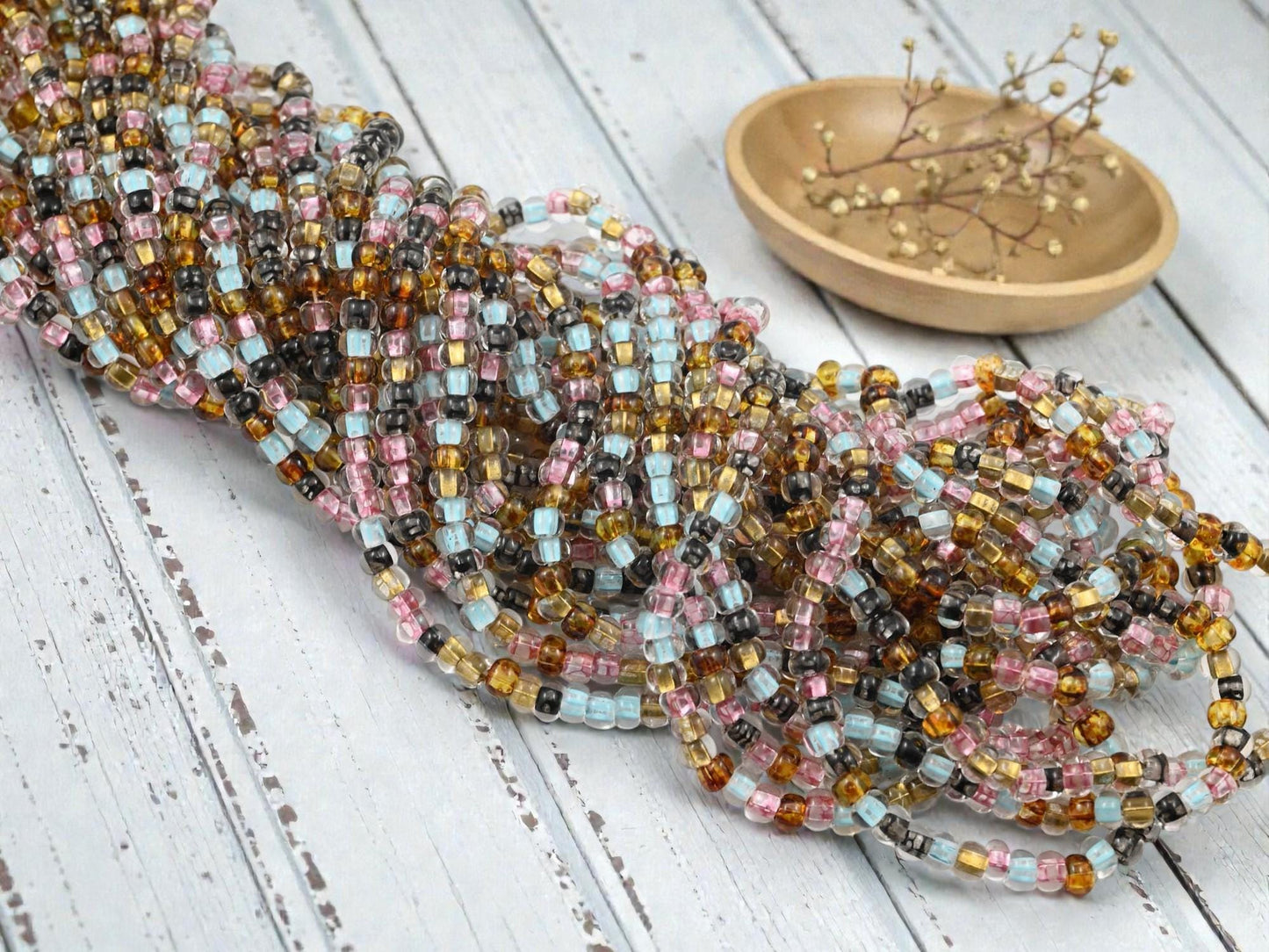 Seed Beads - Aged Picasso Beads - Czech Glass Beads - Size 5 Seed Beads - 5/0 - 21" Strand - (B998)