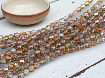 Czech Glass Beads - Fire Polished Beads - Rose Gold - Round Beads - 7mm - 29pcs - (B636)