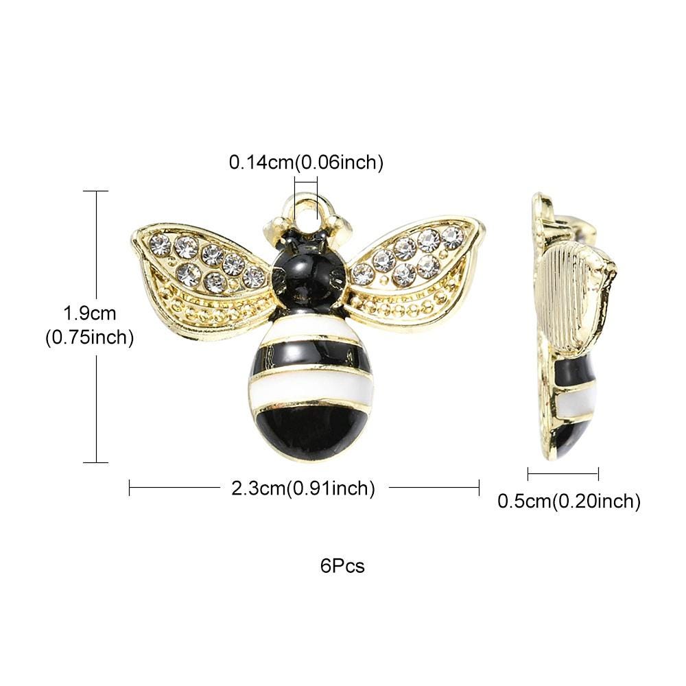 Enamel Bee Charms - Gold Plated Bumble Bee, 15x12mm - 10pcs - (3435)
