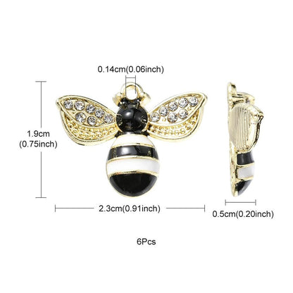 Enamel Bee Charms - Gold Plated Bumble Bee, 15x12mm - 10pcs - (3435)