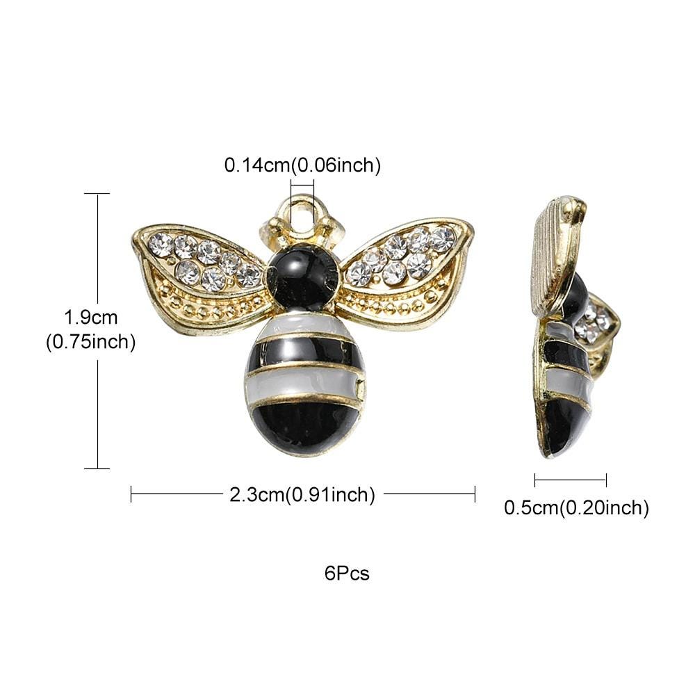 Gold Plated Bumble Bee Enamel Charms - 15x12mm - 10pcs - (5603)