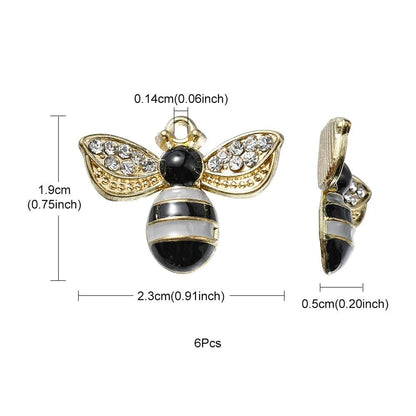 Gold Plated Bumble Bee Enamel Charms - 15x12mm - 10pcs - (5603)