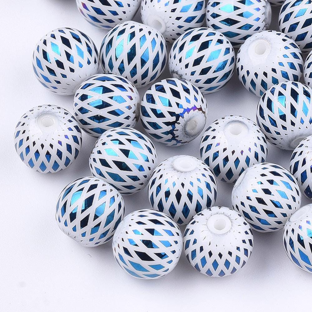 8mm Beads - Electroplated Beads - Chinese Glass - Round Beads - Bulk Glass Beads - 25pcs - (A110)