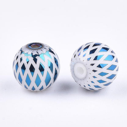 8mm Beads - Electroplated Beads - Chinese Glass - Round Beads - Bulk Glass Beads - 25pcs - (A110)