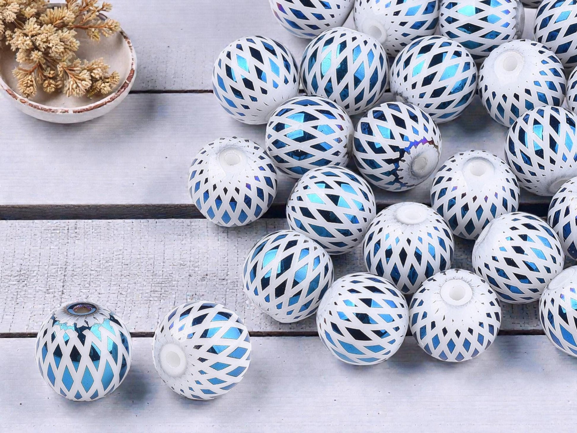 8mm Beads - Electroplated Beads - Chinese Glass - Round Beads - Bulk Glass Beads - 25pcs - (A110)
