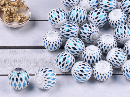8mm Beads - Electroplated Beads - Chinese Glass - Round Beads - Bulk Glass Beads - 25pcs - (A110)
