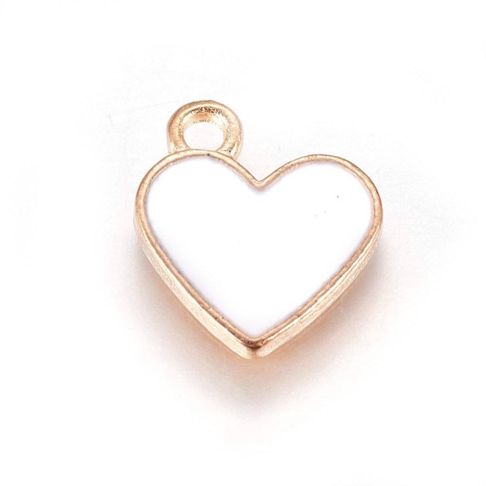 Heart Charms - Metal Charms - Enamel Charms - 10pcs - 13x11mm - (1084)
