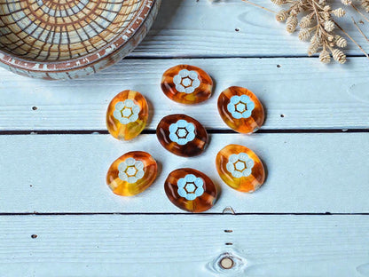 Flower Beads - Oval Beads - Lightweight Beads - Acrylic Beads - 14x13mm - 15pcs - (4764)