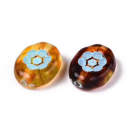 Flower Beads - Oval Beads - Lightweight Beads - Acrylic Beads - 14x13mm - 15pcs - (4764)