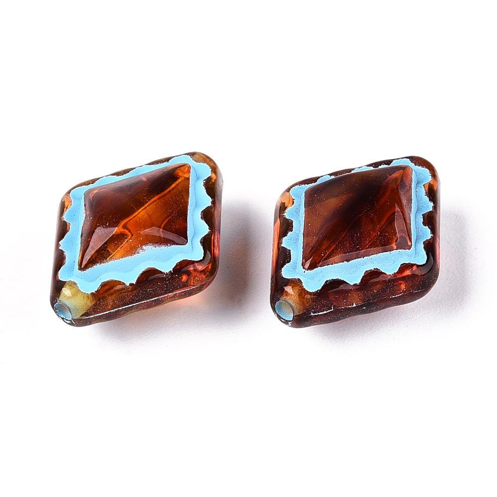 Ornate Beads - Diamond Beads - Lightweight Beads - Acrylic Beads - 18x14mm - 10pcs - (A292)