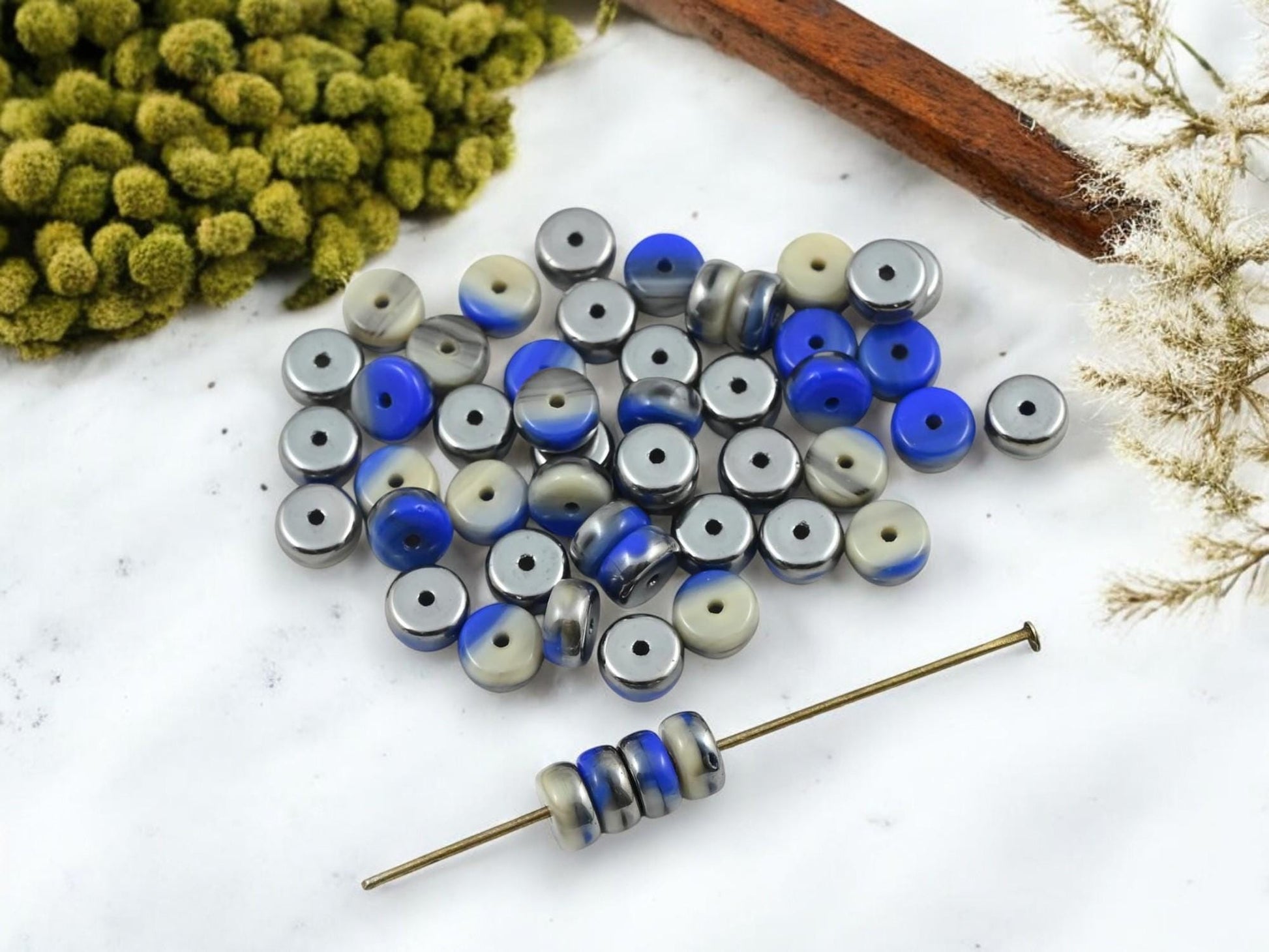 Heishi Beads - Picasso Beads - Czech Glass Beads - Spacer Beads - Rondelle Beads - 6x3mm - 50pcs - (311)