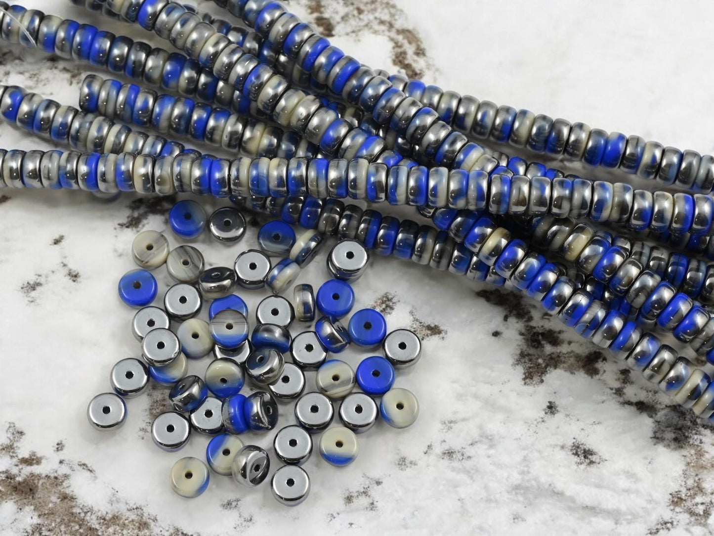 Heishi Beads - Picasso Beads - Czech Glass Beads - Spacer Beads - Rondelle Beads - 6x3mm - 50pcs - (311)