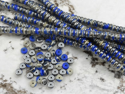 Heishi Beads - Picasso Beads - Czech Glass Beads - Spacer Beads - Rondelle Beads - 6x3mm - 50pcs - (311)