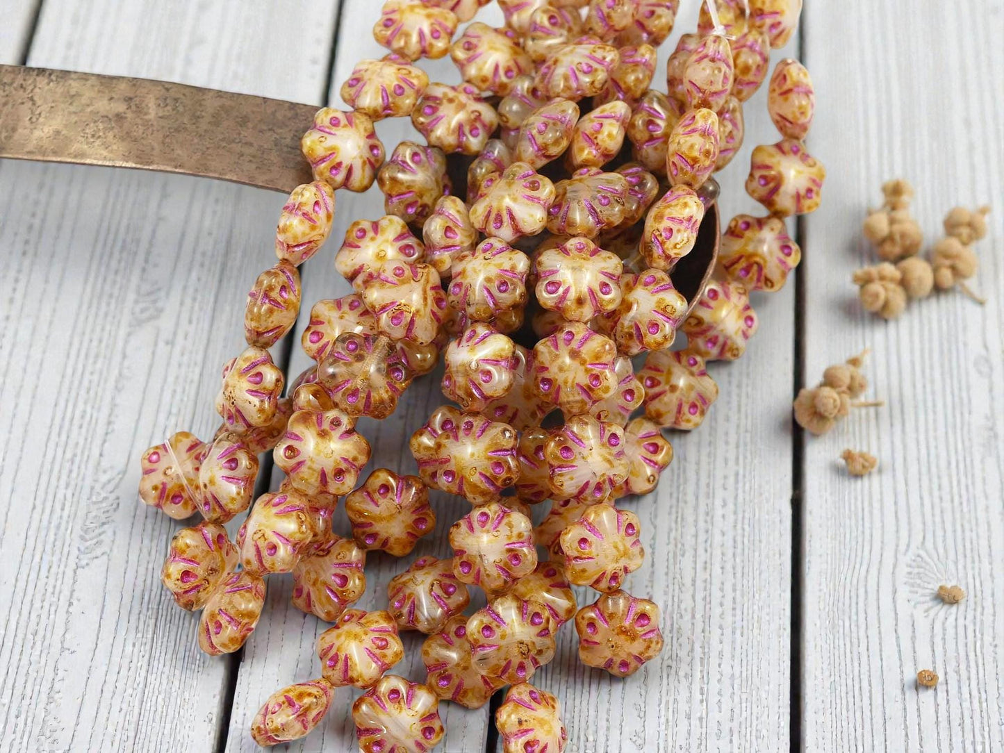 Picasso Beads - Flower Beads - Czech Glass Beads - Floral Beads - 11mm - 10pcs - (1256)