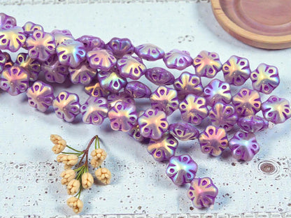 Czech Glass Beads - Flower Beads - Picasso Beads - Floral Beads - 11mm - 10pcs - (1930)