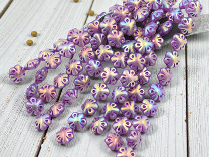 Czech Glass Beads - Flower Beads - Picasso Beads - Floral Beads - 11mm - 10pcs - (1930)