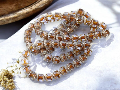 *20* 6mm Antique Silver Washed Thistle Cathedral Beads