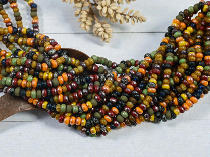 Picasso Seed Beads - Aged Picasso Beads - Czech Glass Beads - Size 5 Seed Beads - 5/0 - 20" Strand - (A603)