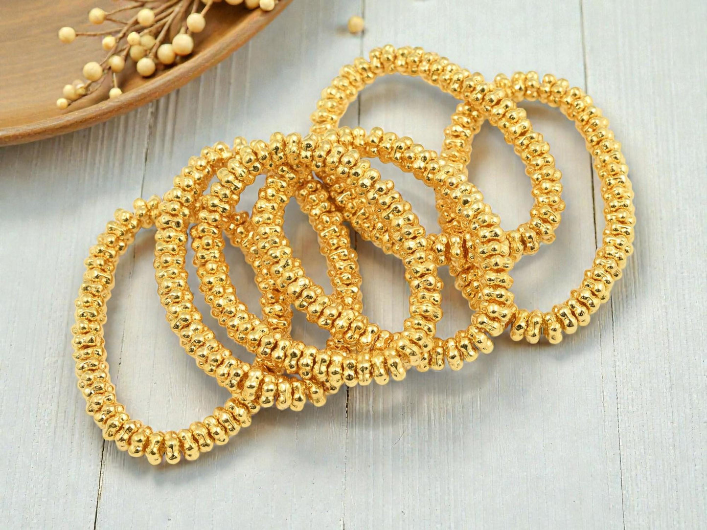 Gold Spacers - Daisy Beads - Czech Glass Beads - Flower Beads - Forget Me Not Beads - Spacer Beads - 5mm - 50pcs - (3609)