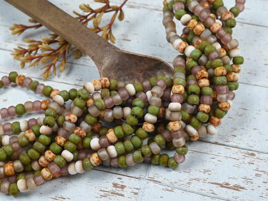 Picasso Seed Beads - Aged Picasso Beads - Czech Glass Beads - Size 2 Seed Beads - 2/0 - 20" Strand - (B408)