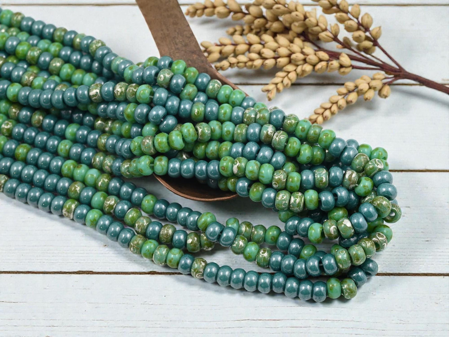 Czech Glass Beads - Picasso Seed Beads - Aged Picasso Beads - Size 2 Seed Beads - 2/0 - 18" Strand - (A389)