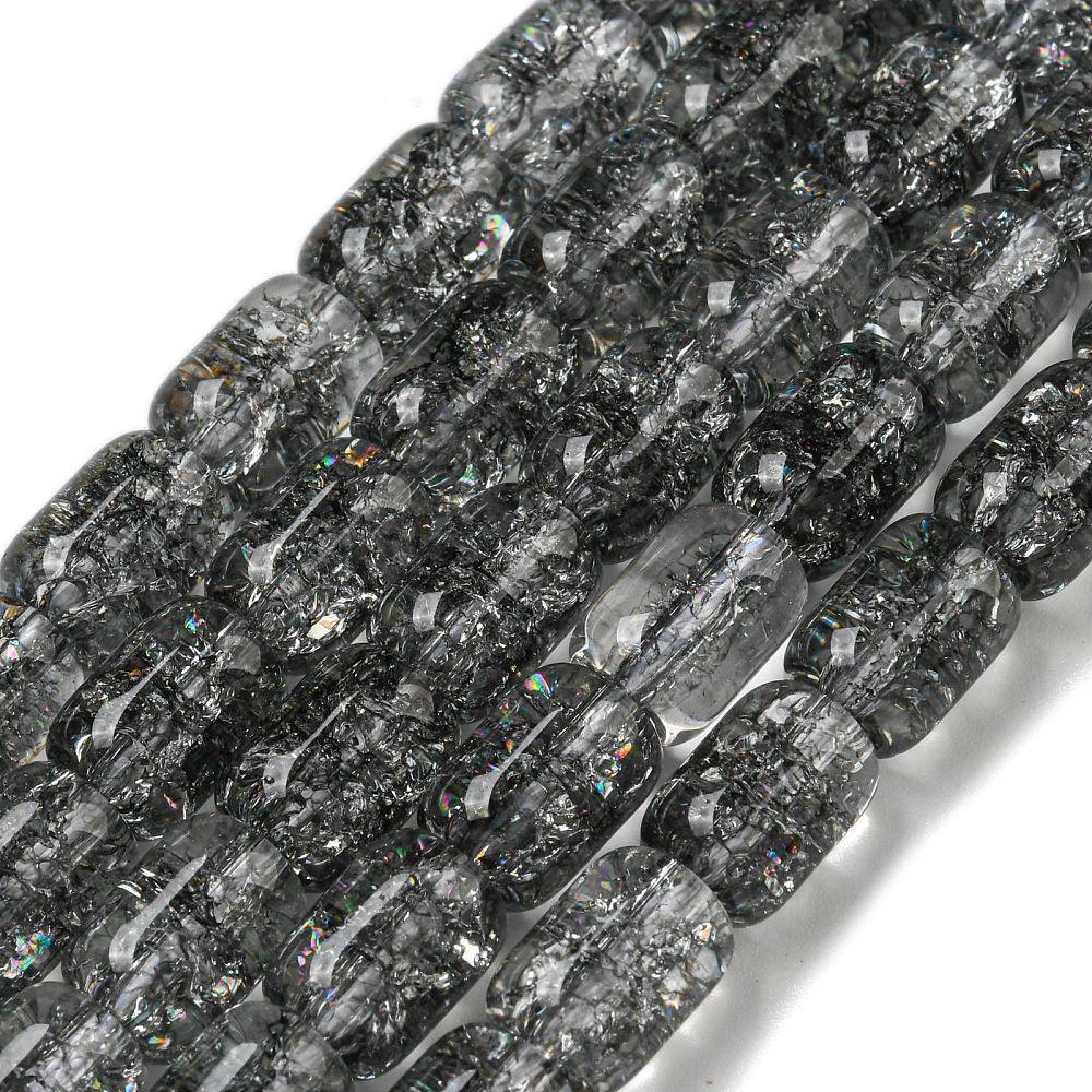 Glass Beads - Barrel Beads - Chinese Glass - Electroplated Glass - 11x8mm - 15" Strand - (A585)