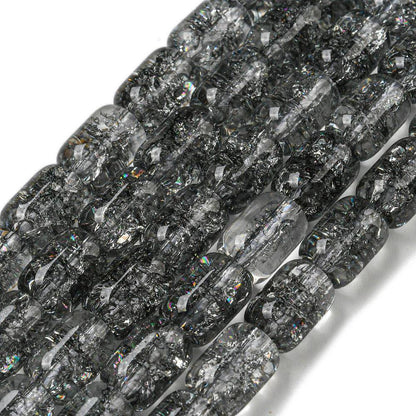 Glass Beads - Barrel Beads - Chinese Glass - Electroplated Glass - 11x8mm - 15" Strand - (A585)