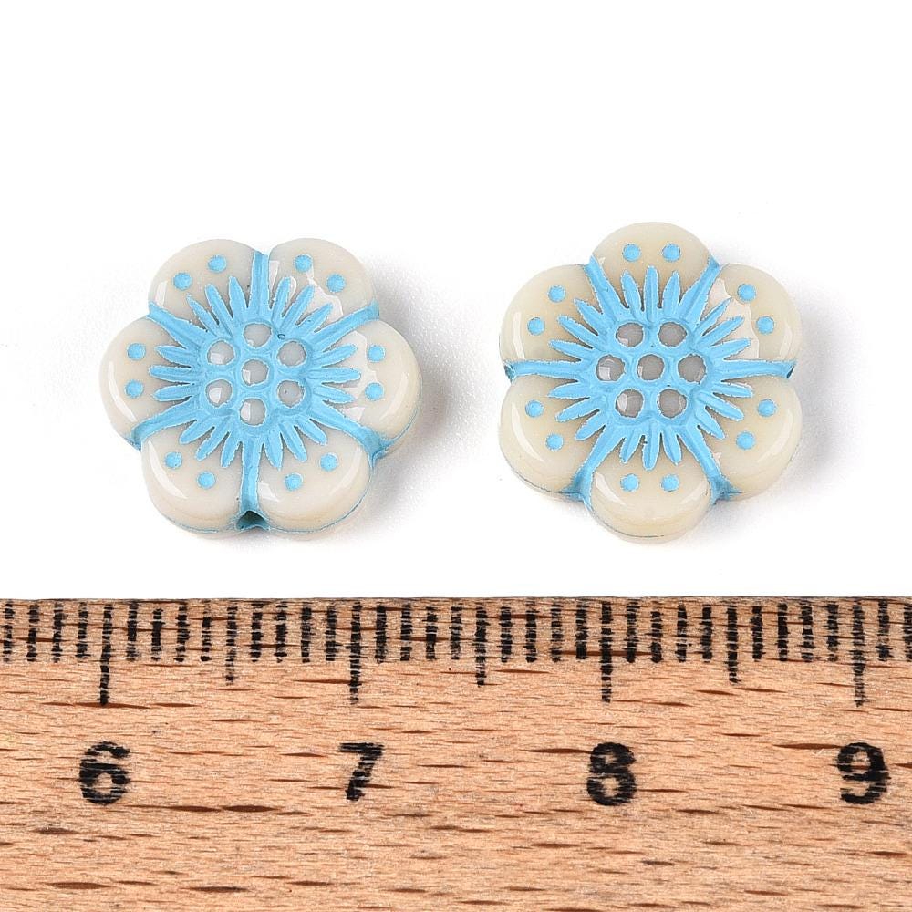 Flower Beads - Floral Beads - Lightweight Beads - Acrylic Beads - 13mm - 20pcs - (1306)