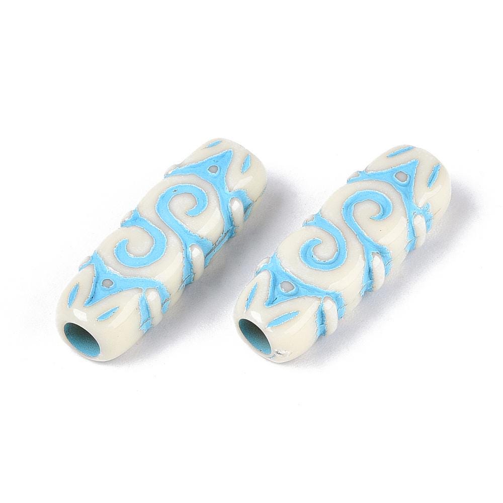 Tube Beads - Focal Beads - Rectangle Beads - Lightweight Beads - Acrylic Beads - 25x9x6mm - 15pcs - (2375)