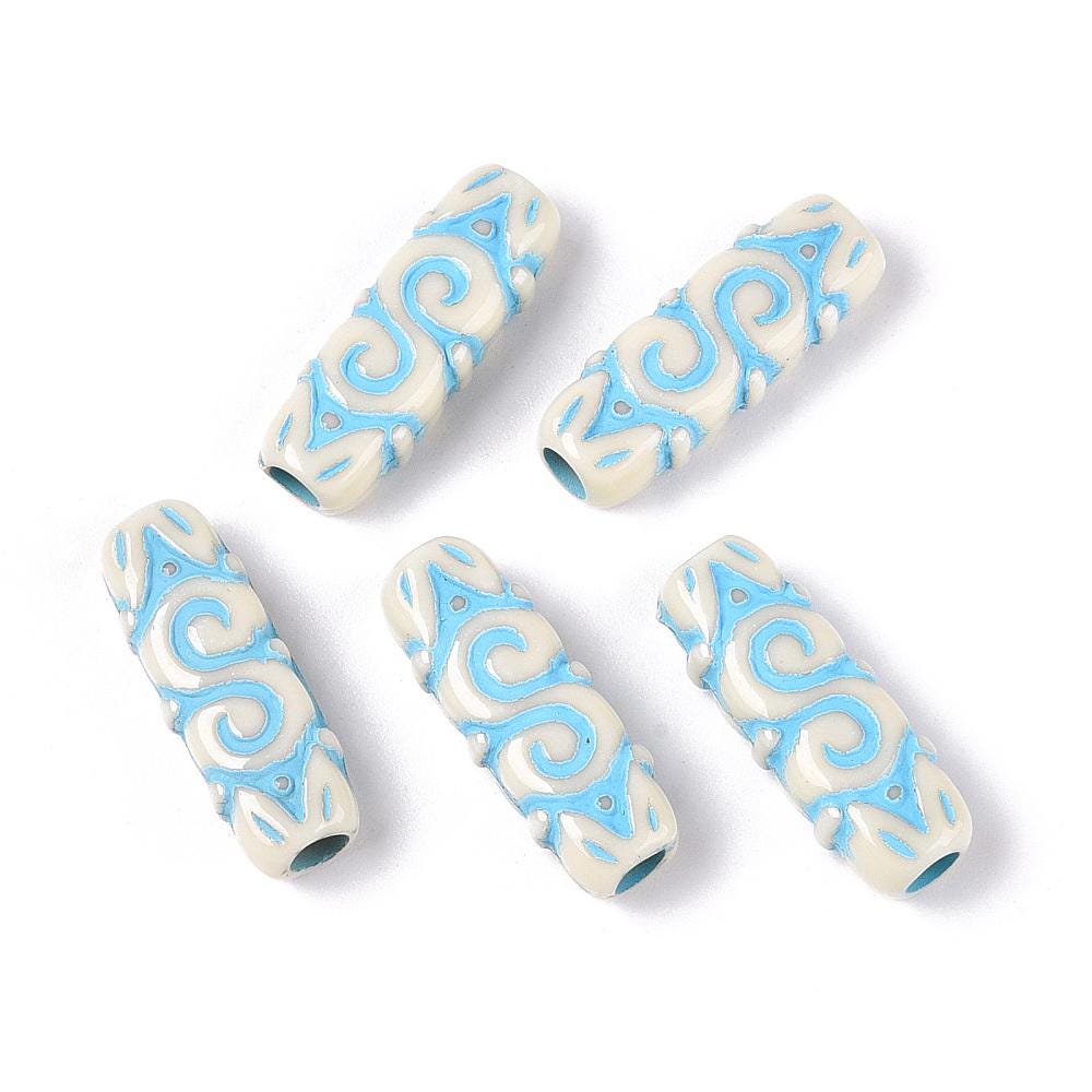 Tube Beads - Focal Beads - Rectangle Beads - Lightweight Beads - Acrylic Beads - 25x9x6mm - 15pcs - (2375)