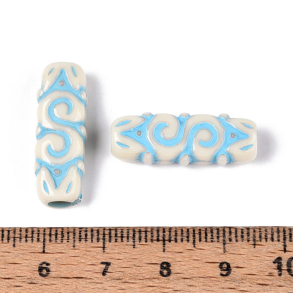 Tube Beads - Focal Beads - Rectangle Beads - Lightweight Beads - Acrylic Beads - 25x9x6mm - 15pcs - (2375)