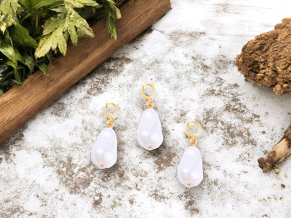 Pearl Pendants - Pearl Charms - Bead Pendant - Gold Pendant - 25x14x12mm - 1pc - (2156)