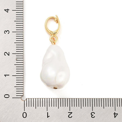 Pearl Pendants - Pearl Charms - Bead Pendant - Gold Pendant - 25x14x12mm - 1pc - (2156)