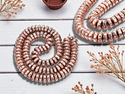 Rose Gold Beads - Lava Beads - Heishi Beads - Rondelle Beads - 8x4mm - 15.75 inch Strand - (G102)