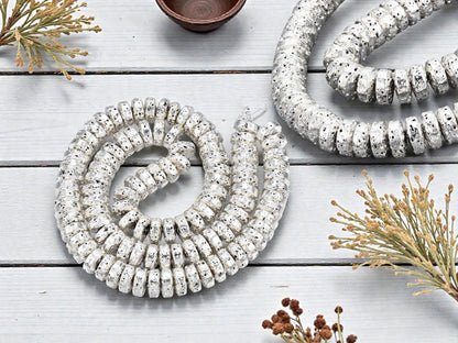 Silver Beads - Lava Beads - Heishi Beads - Rondelle Beads - 8x4mm - 15.75 inch Strand - (G105)