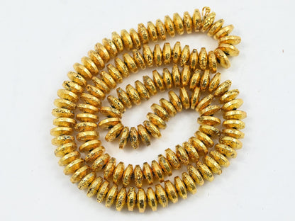 Gold Beads - Lava Beads - Heishi Beads - Rondelle Beads - 8x3mm - 15.75 inch Strand - (G109)