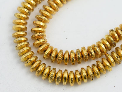 Gold Beads - Lava Beads - Heishi Beads - Rondelle Beads - 8x3mm - 15.75 inch Strand - (G109)