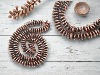 Rose Gold Beads - Lava Beads - Heishi Beads - Rondelle Beads - 8x3mm - 15.75 inch Strand - (314)