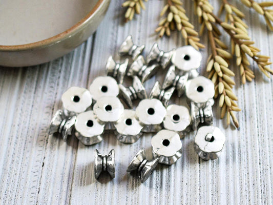 *50* 7x5mm Antique Silver Double Sided Bead Caps