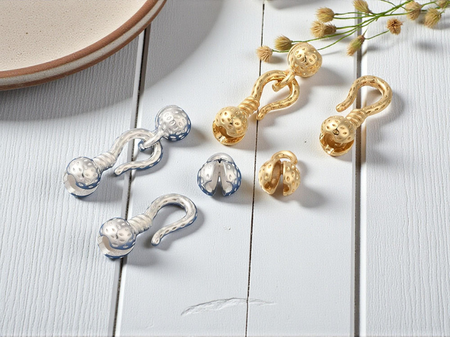 Metal Clasps - S Hook Clasp - Cord Ends - Gold Clasps - 5pcs - 16x7x6mm - Choose Silver or Gold