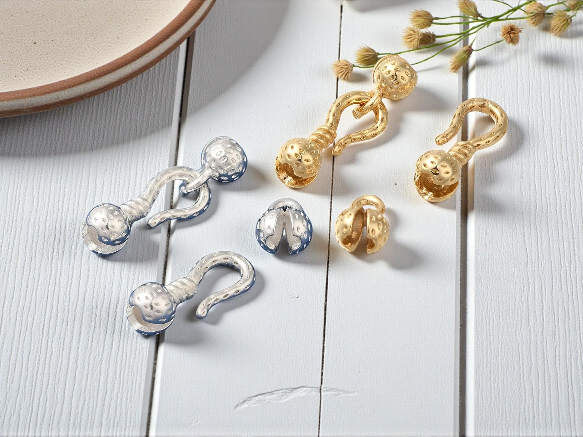 Metal Clasps - S Hook Clasp - Cord Ends - Gold Clasps - 5pcs - 16x7x6mm - Choose Silver or Gold