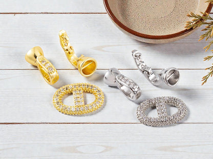 Metal Clasps - Rhinestone Clasp - Fold Over Clasp - Snap Lock Clasp - Cord Ends - Gold Clasps - Silver Clasps - 1pcs - 29x10mm