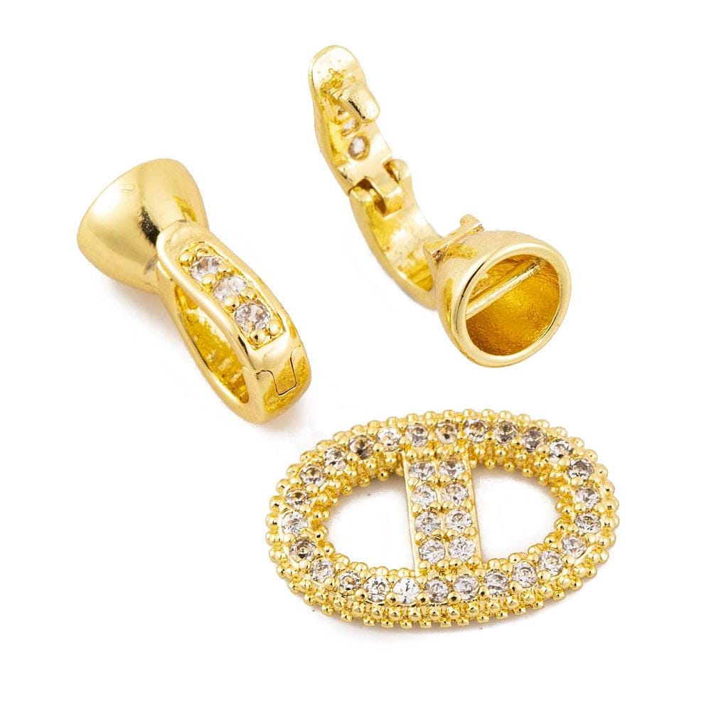 Metal Clasps - Rhinestone Clasp - Fold Over Clasp - Snap Lock Clasp - Cord Ends - Gold Clasps - Silver Clasps - 1pcs - 29x10mm