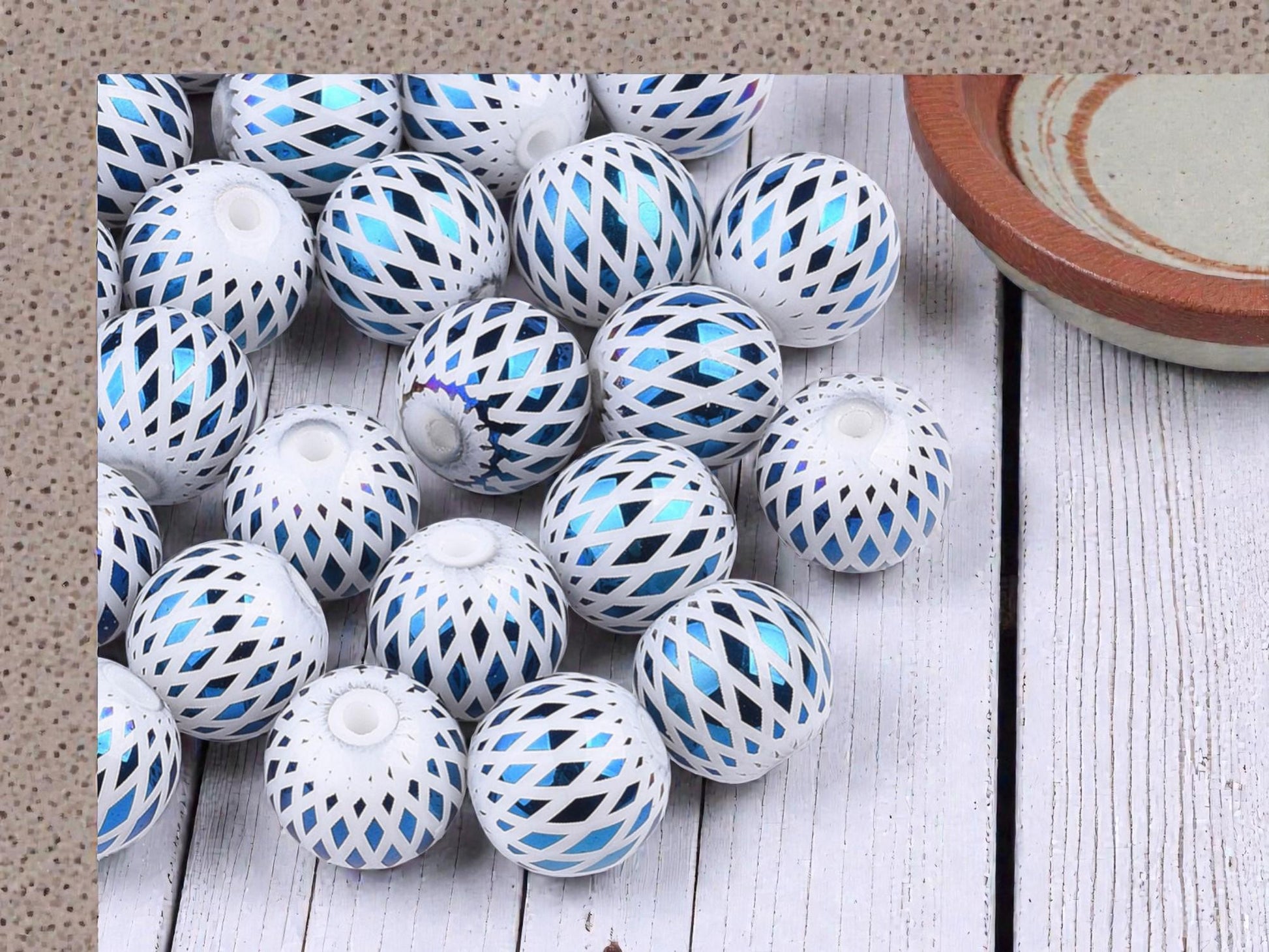 8mm Beads - Electroplated Beads - Chinese Glass - Round Beads - Bulk Glass Beads - 25pcs - (A110)