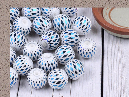 8mm Beads - Electroplated Beads - Chinese Glass - Round Beads - Bulk Glass Beads - 25pcs - (A110)