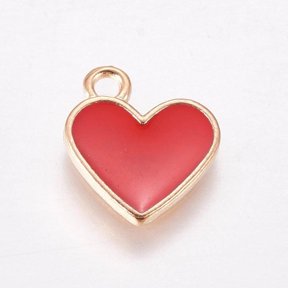 Heart Charms - Metal Charms - Enamel Charms - 10pcs - 13x11mm - (1084)