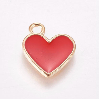 Heart Charms - Metal Charms - Enamel Charms - 10pcs - 13x11mm - (1084)